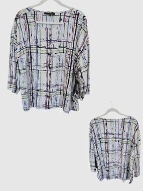 Liv by Habitat Drop Shoulder Abstract Sketched Pattern Blouse Top Womens Medium